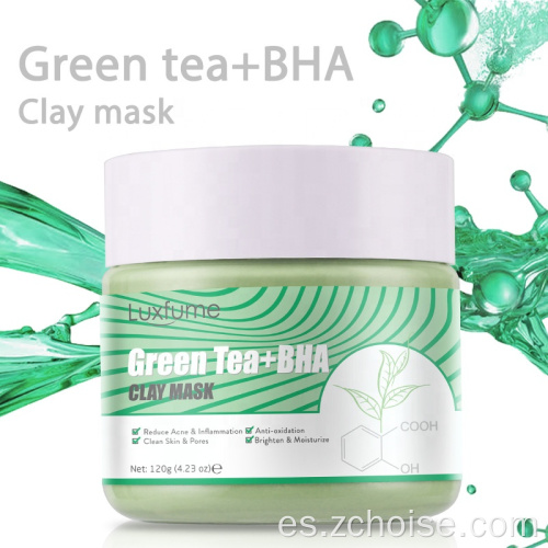 mascarilla de barro de arcilla de cara de parada de acné de té verde